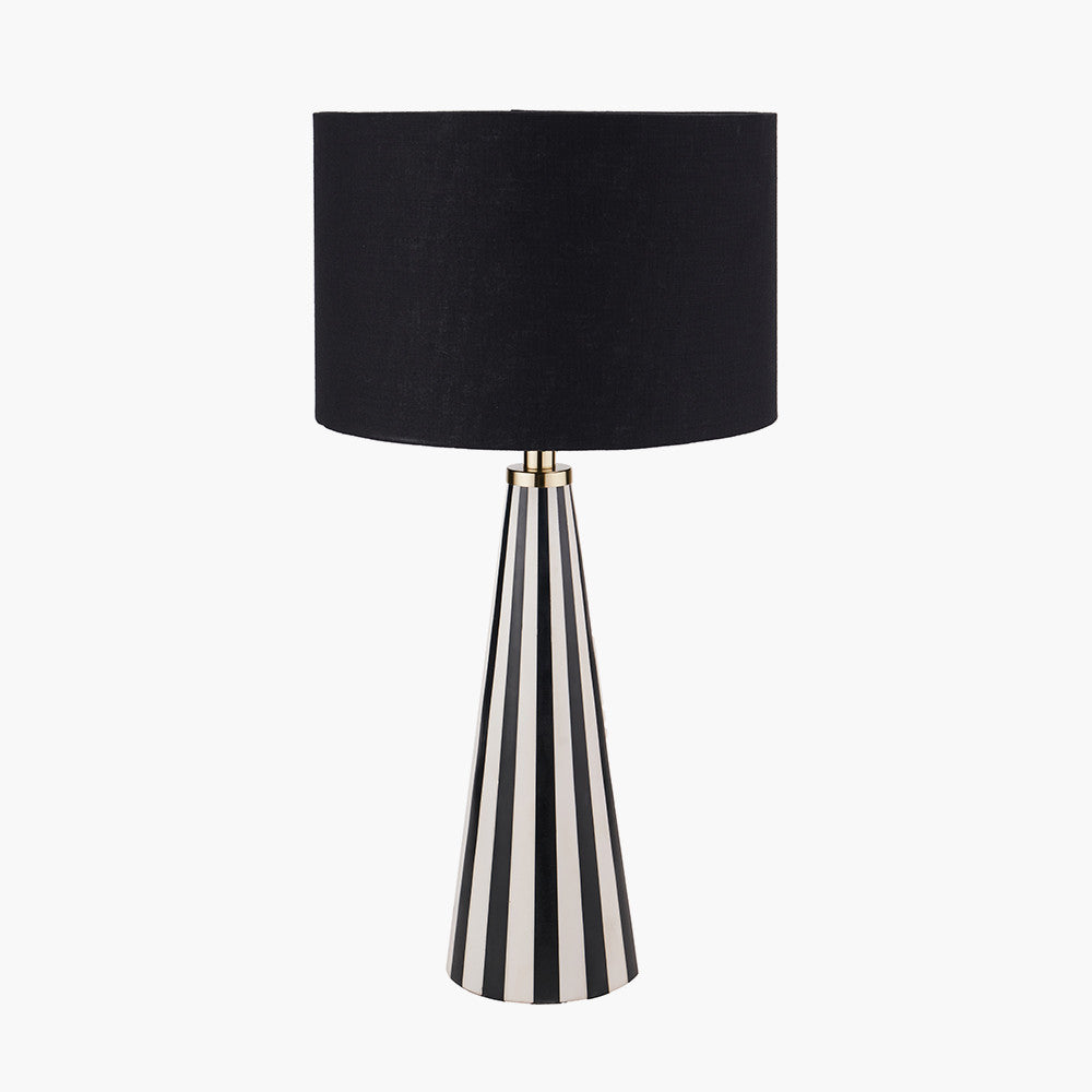 Alejo Black & White Stripe Conical Resin Table Lamp - Base Only